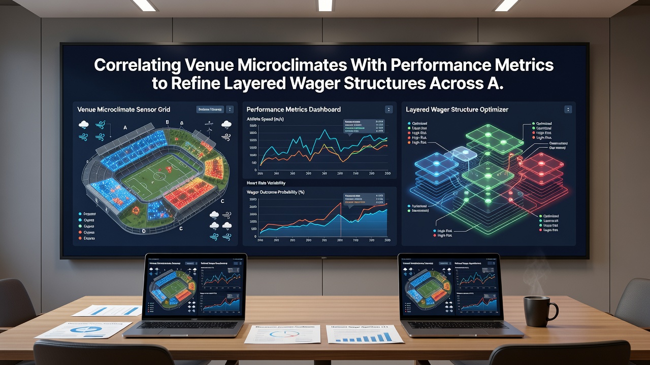 Chart comparing athlete performance metrics under varying humidity and wind conditions at multiple sports venues