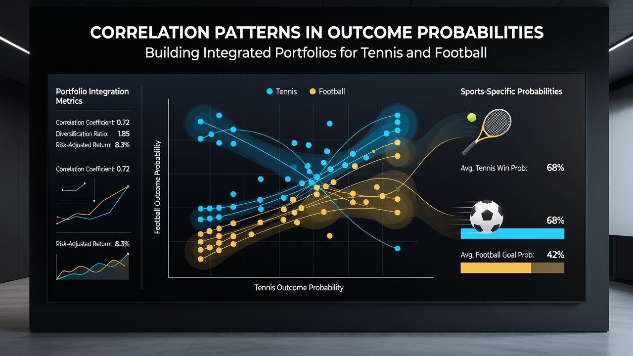 Integrated portfolio allocation model showing tennis and football event weightings based on correlation coefficients