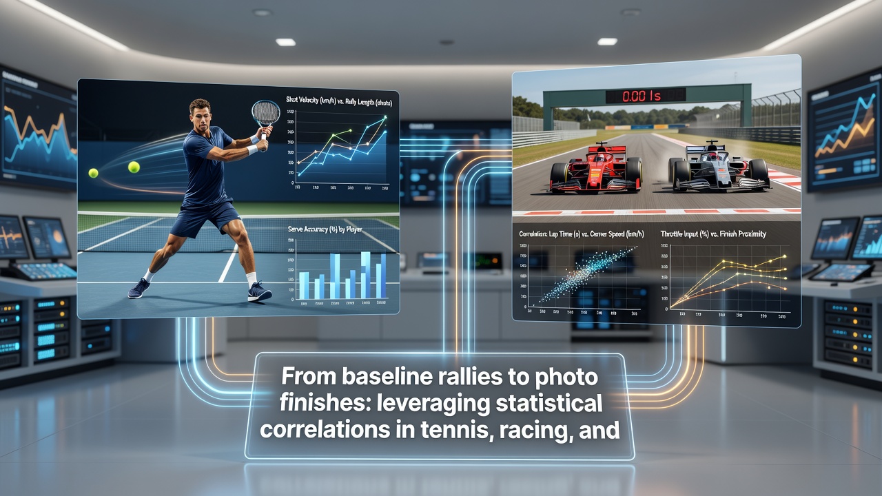Horse racing photo finish at the wire alongside soccer match data visualization highlighting late goal correlations