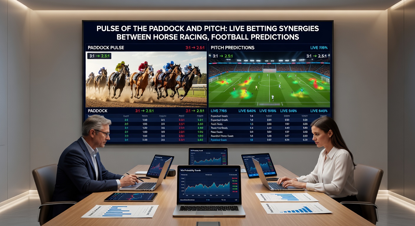 Close-up of a football player celebrating a goal with overlaid horse racing odds screen and tennis scoreboard, illustrating cross-sport accumulator building