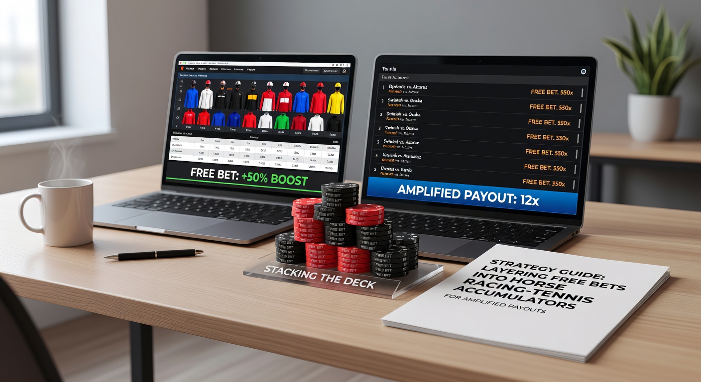 Sample bet slip displaying a five-leg accumulator merging horse racing winners, tennis set scores, and live odds fluctuations for a potential 50/1 payout